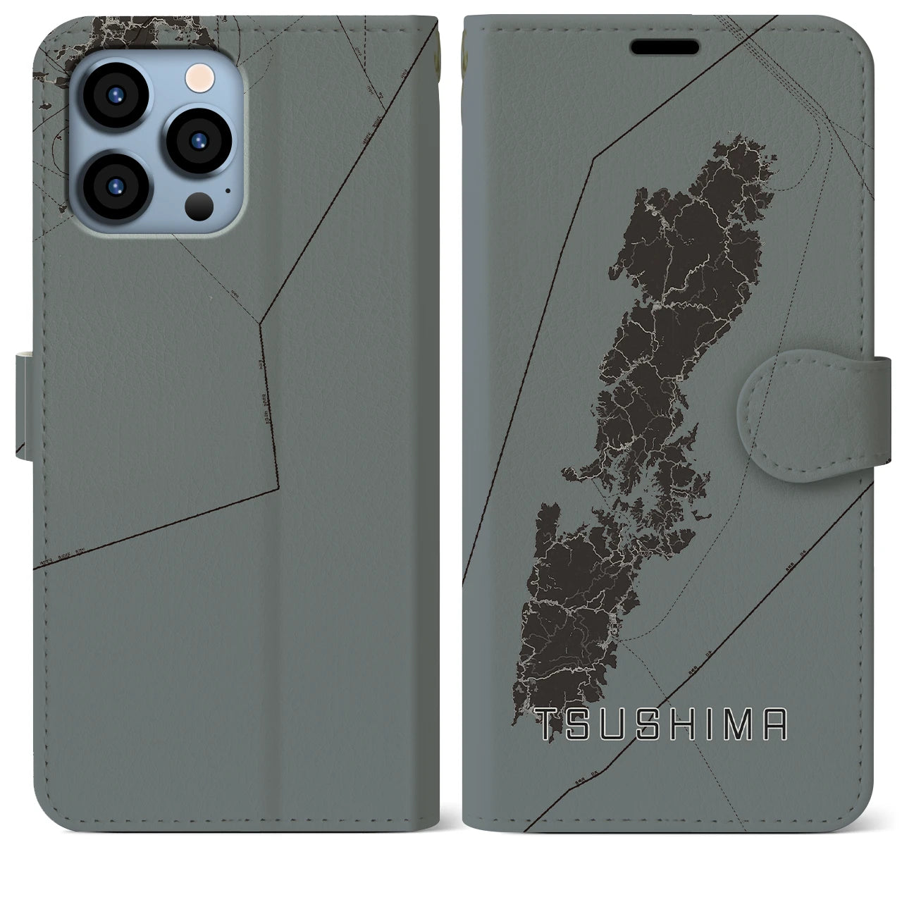 【対馬(長崎県)】地図柄iPhoneケース(手帳タイプ)