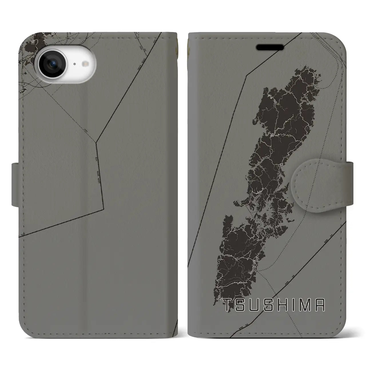 【対馬(長崎県)】地図柄iPhoneケース(手帳タイプ)