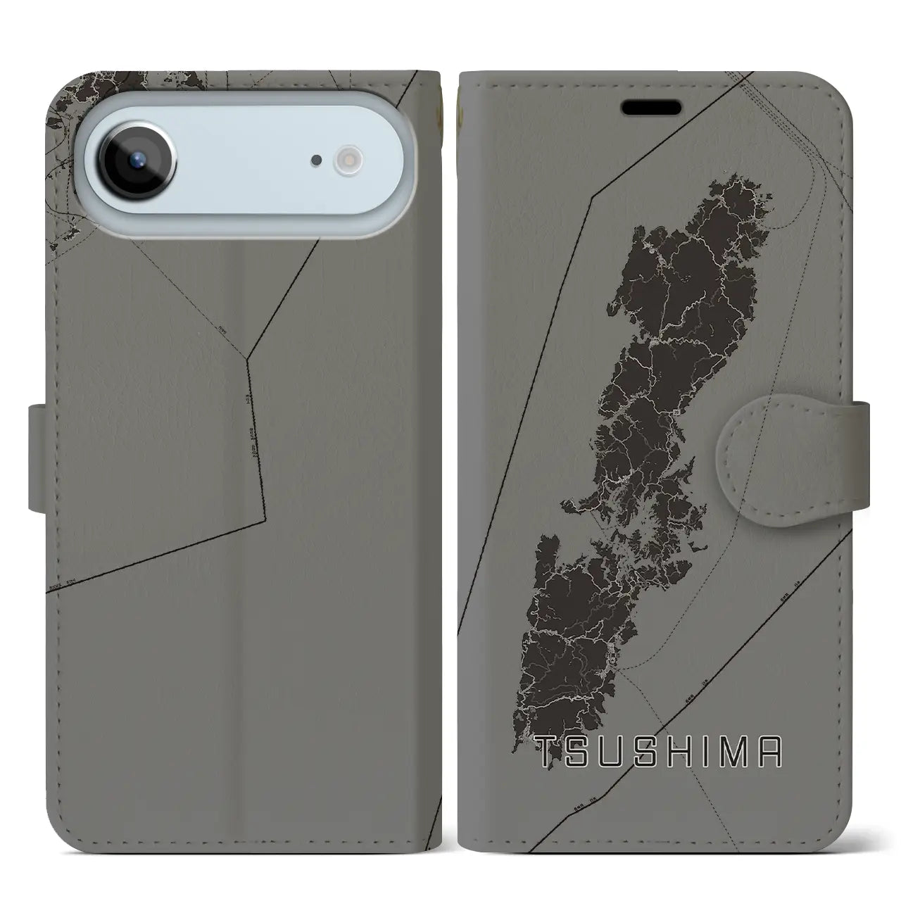 【対馬(長崎県)】地図柄iPhoneケース(手帳タイプ)