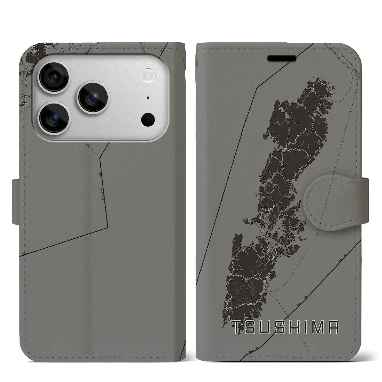 【対馬(長崎県)】地図柄iPhoneケース(手帳タイプ)