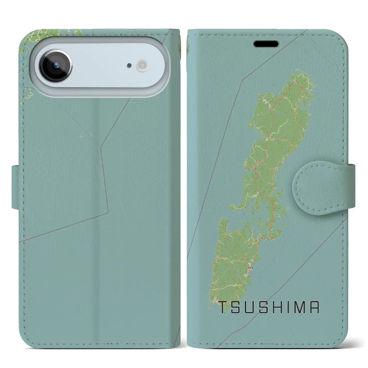 【対馬(長崎県)】地図柄iPhoneケース(手帳タイプ)