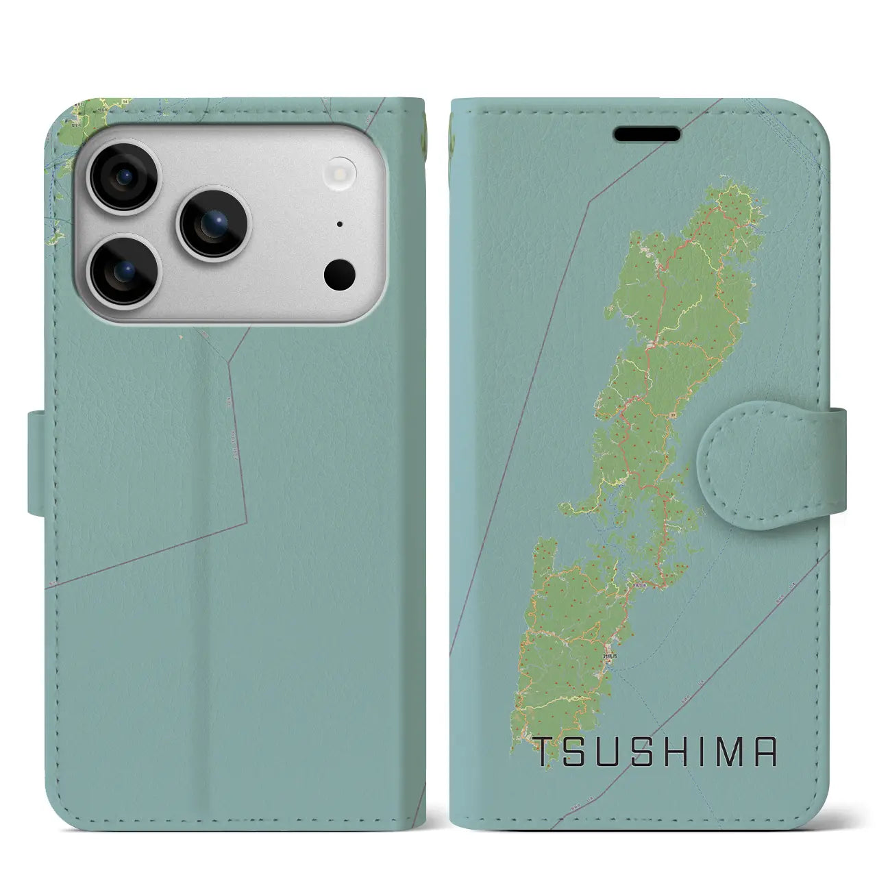 【対馬(長崎県)】地図柄iPhoneケース(手帳タイプ)