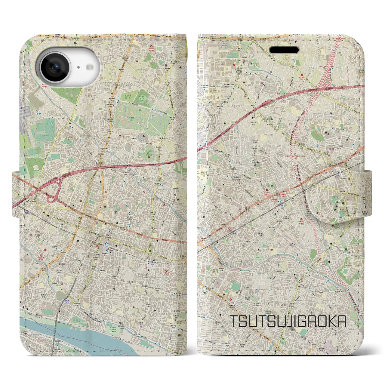 【つつじヶ丘(東京都)】地図柄iPhoneケース(手帳タイプ)