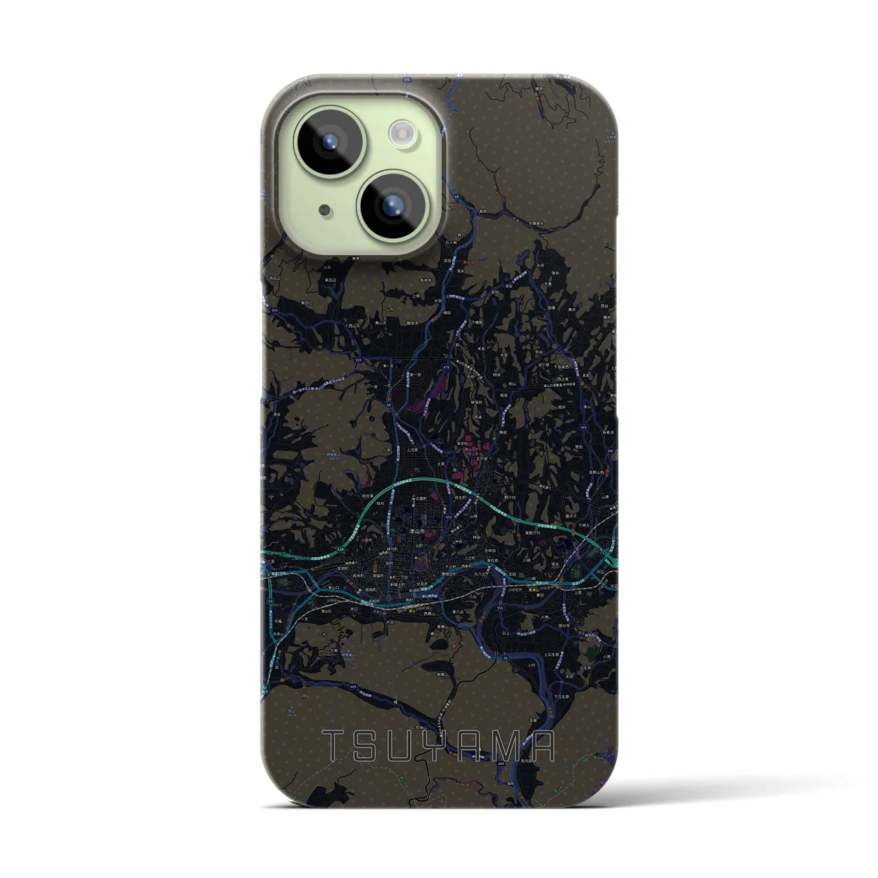 【津山(岡山県)】地図柄iPhoneケース(バックカバータイプ)