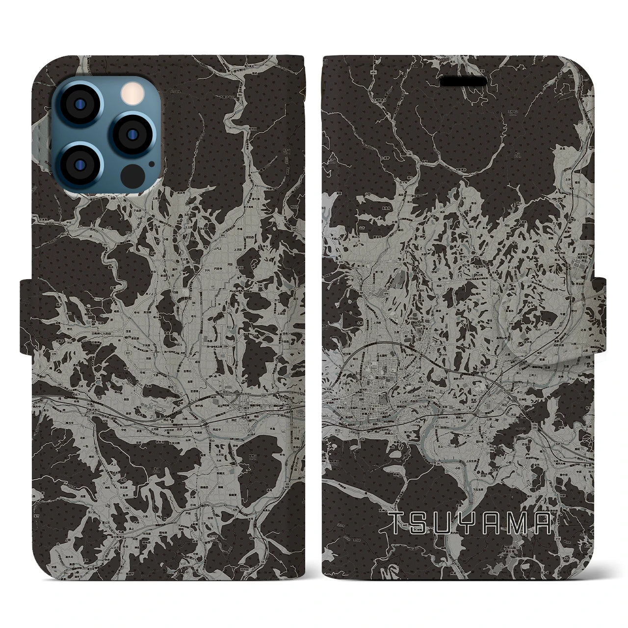 【津山(岡山県)】地図柄iPhoneケース(手帳タイプ)