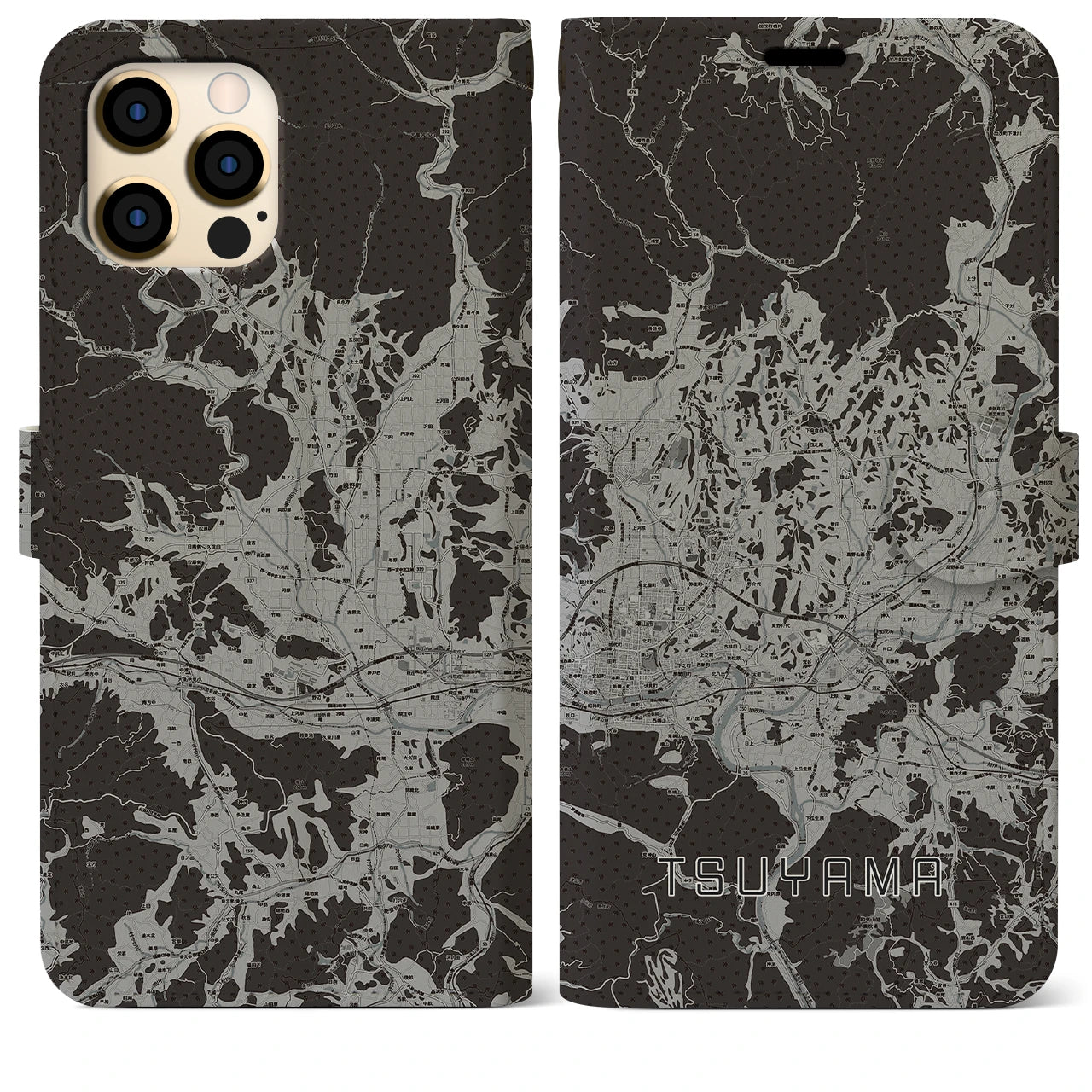 【津山(岡山県)】地図柄iPhoneケース(手帳タイプ)