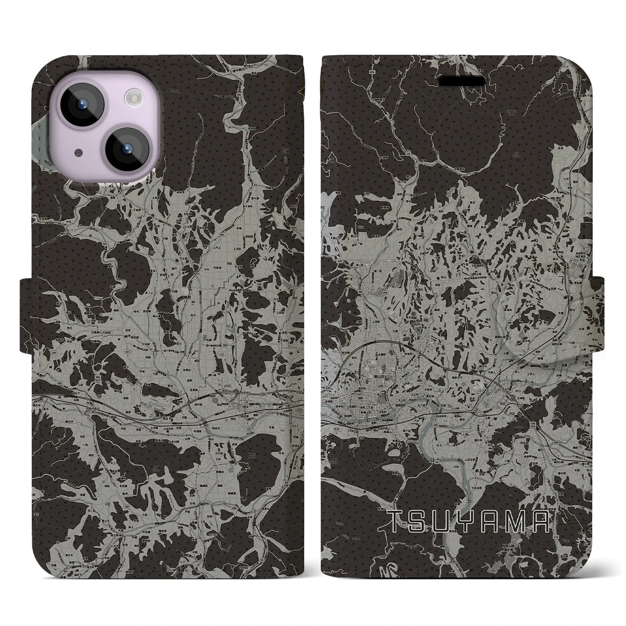 【津山(岡山県)】地図柄iPhoneケース(手帳タイプ)