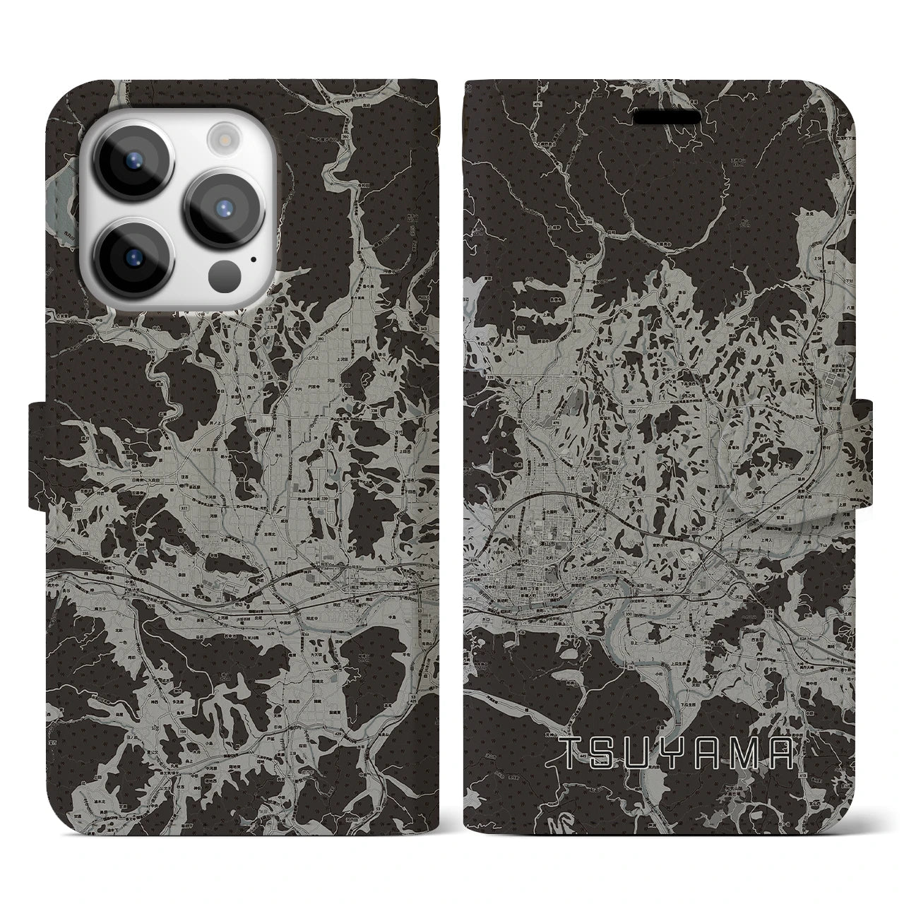 【津山(岡山県)】地図柄iPhoneケース(手帳タイプ)