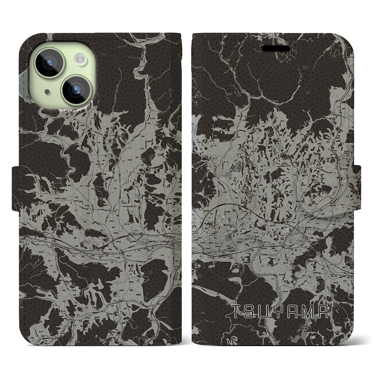 【津山(岡山県)】地図柄iPhoneケース(手帳タイプ)