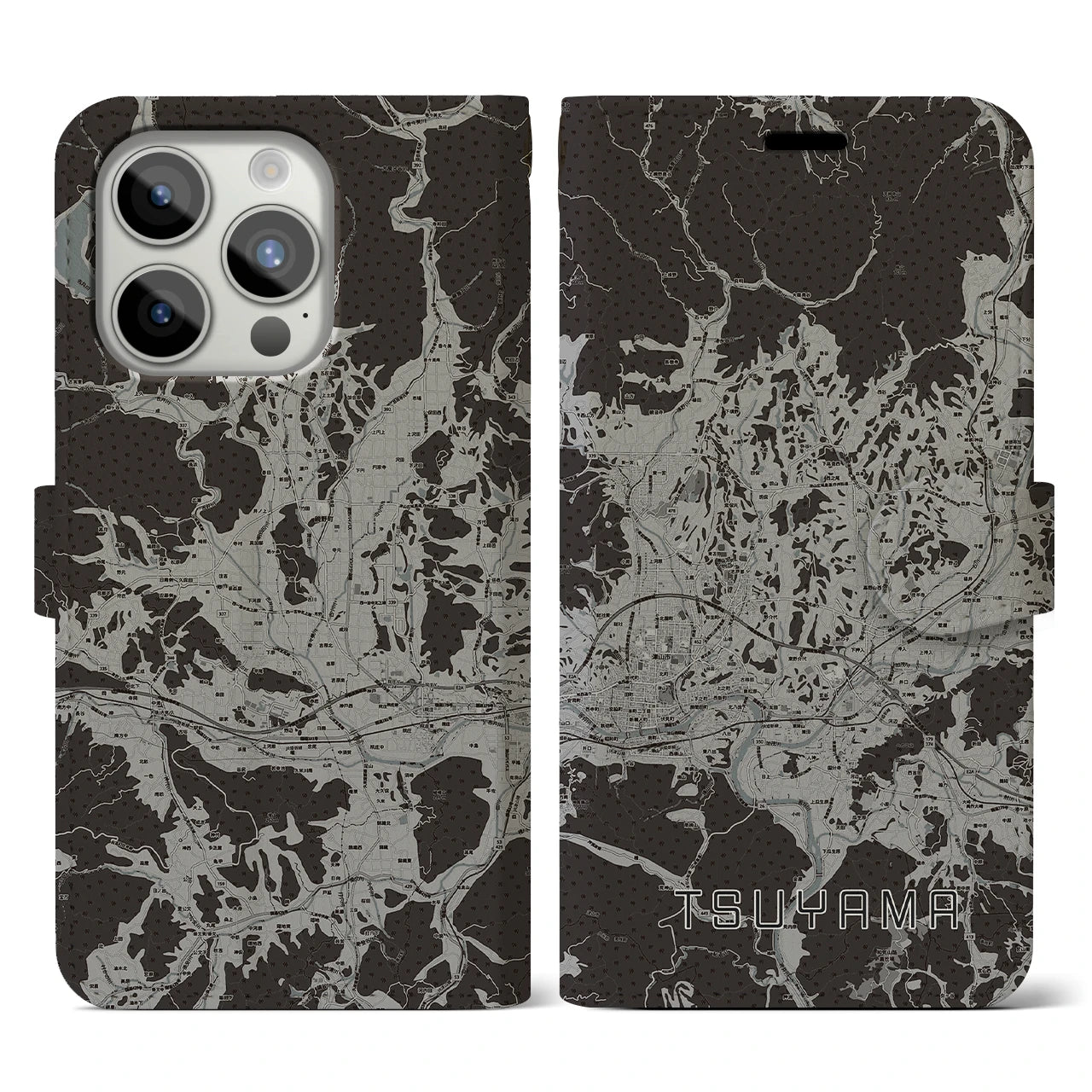 【津山(岡山県)】地図柄iPhoneケース(手帳タイプ)