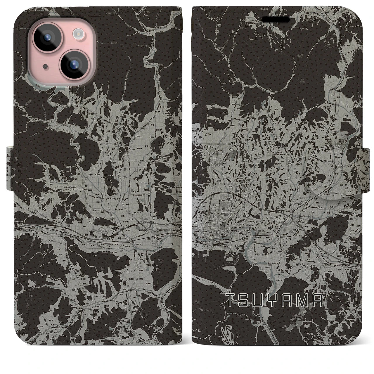 【津山(岡山県)】地図柄iPhoneケース(手帳タイプ)