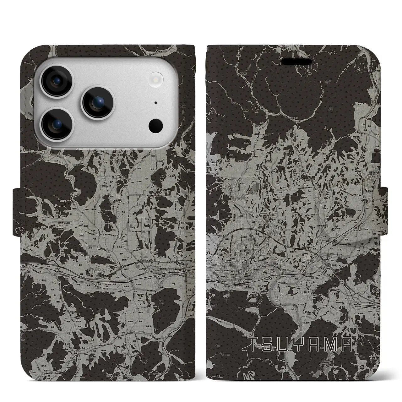 【津山(岡山県)】地図柄iPhoneケース(手帳タイプ)