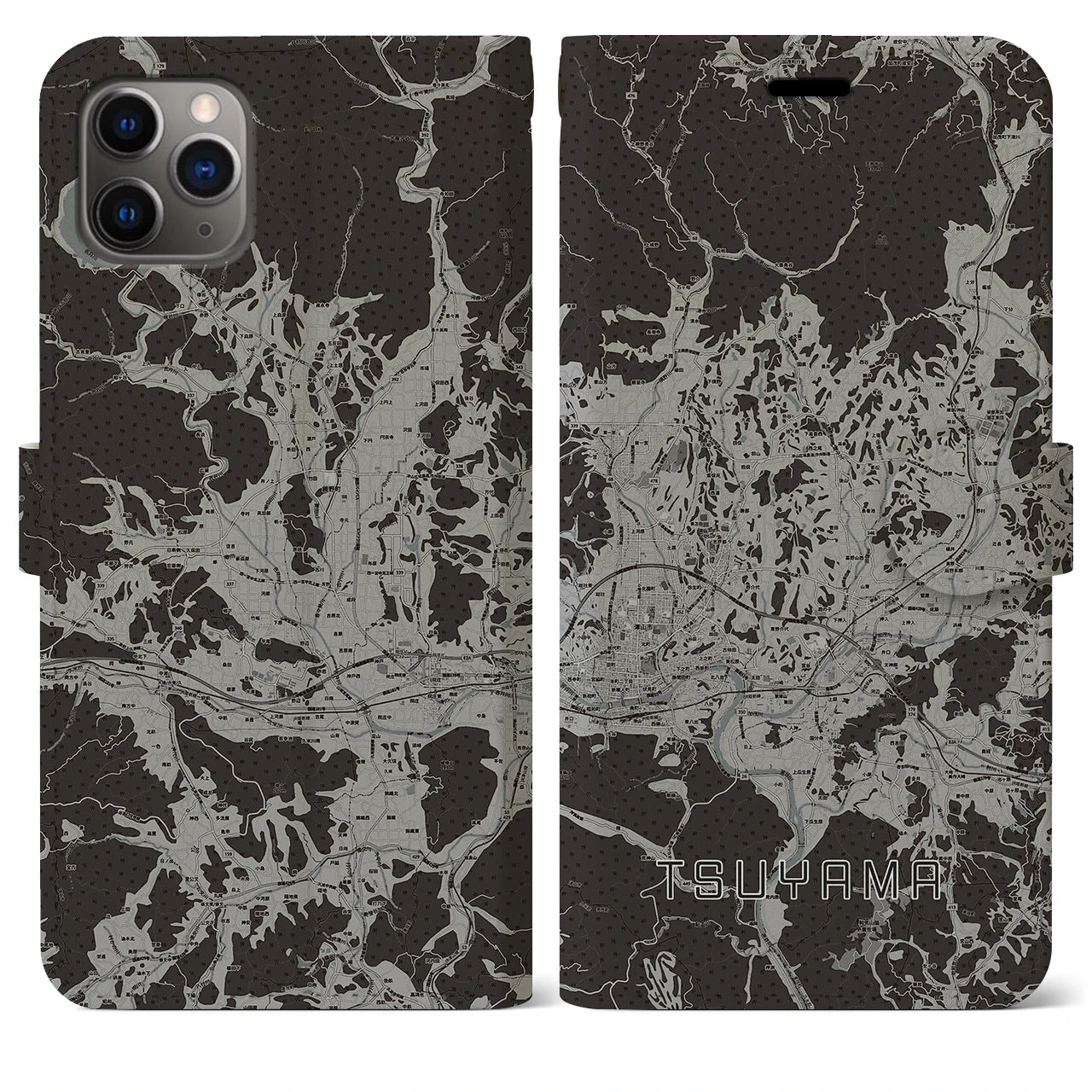 【津山(岡山県)】地図柄iPhoneケース(手帳タイプ)