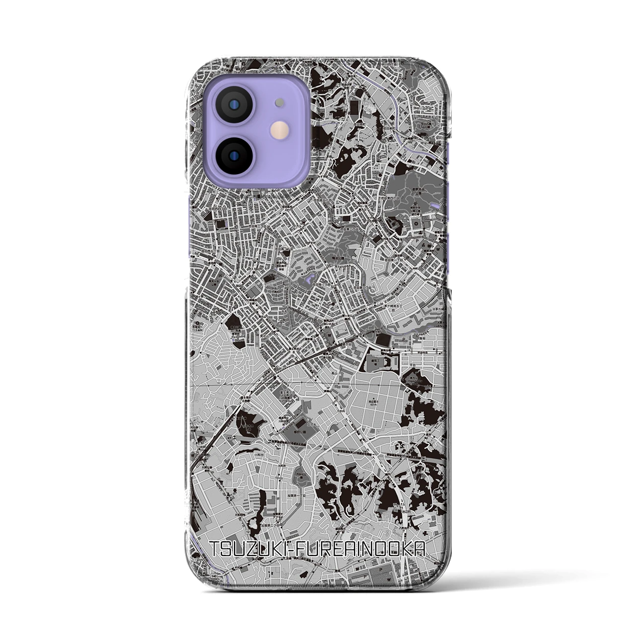 【都筑ふれあいの丘(神奈川県)】地図柄iPhoneケース(クリアタイプ)