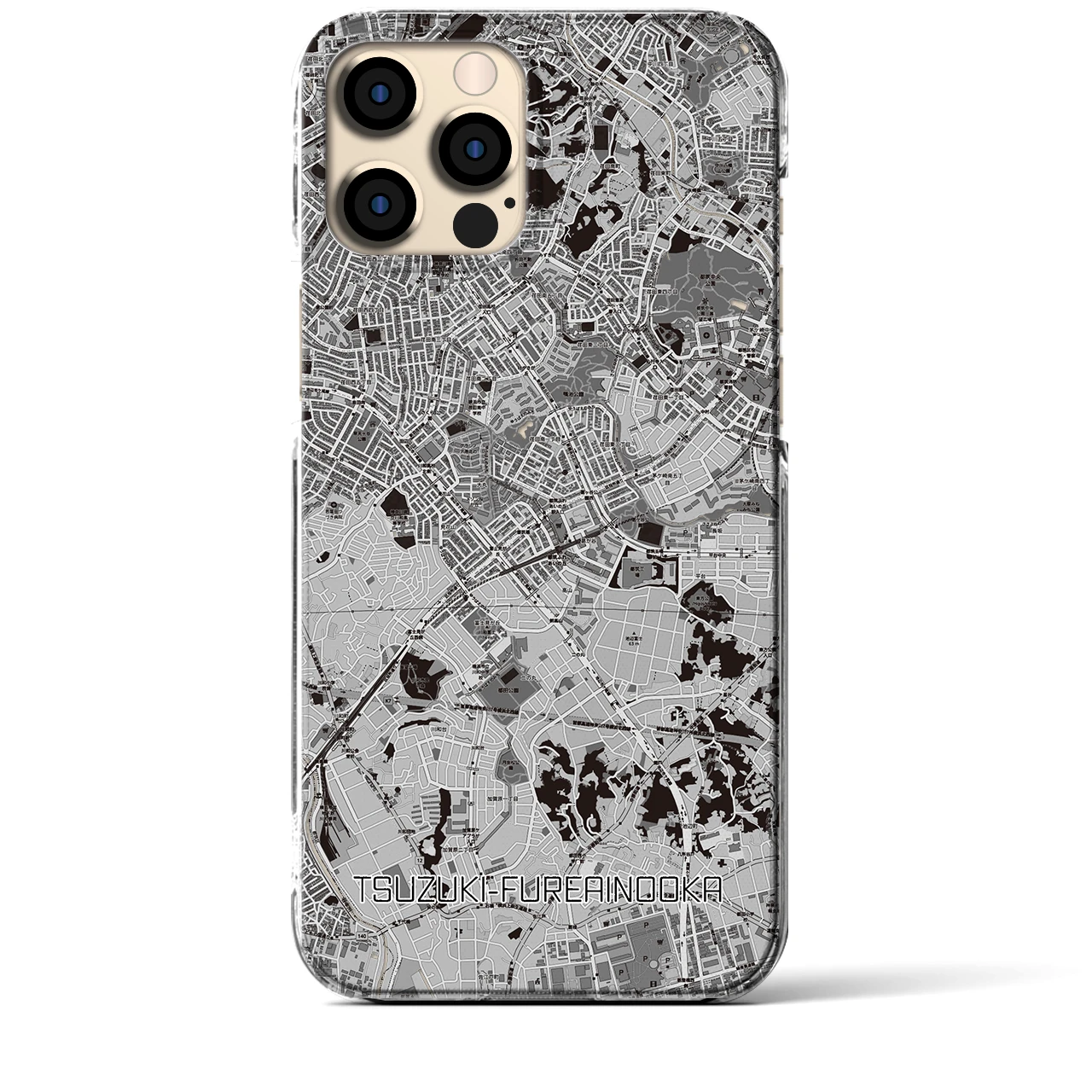 【都筑ふれあいの丘(神奈川県)】地図柄iPhoneケース(クリアタイプ)