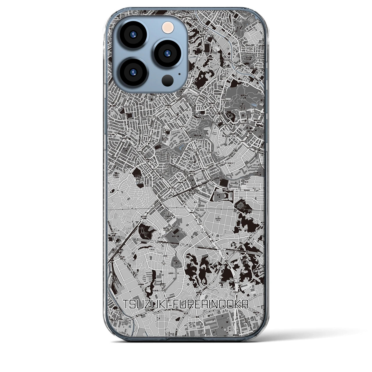 【都筑ふれあいの丘(神奈川県)】地図柄iPhoneケース(クリアタイプ)