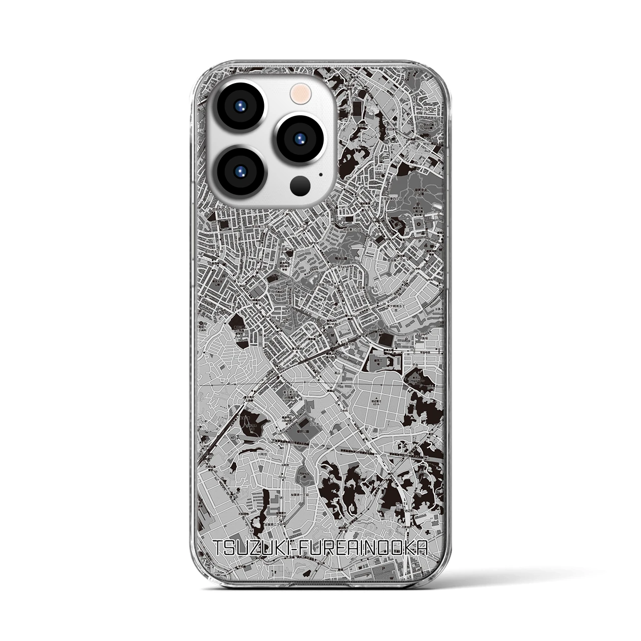 【都筑ふれあいの丘(神奈川県)】地図柄iPhoneケース(クリアタイプ)