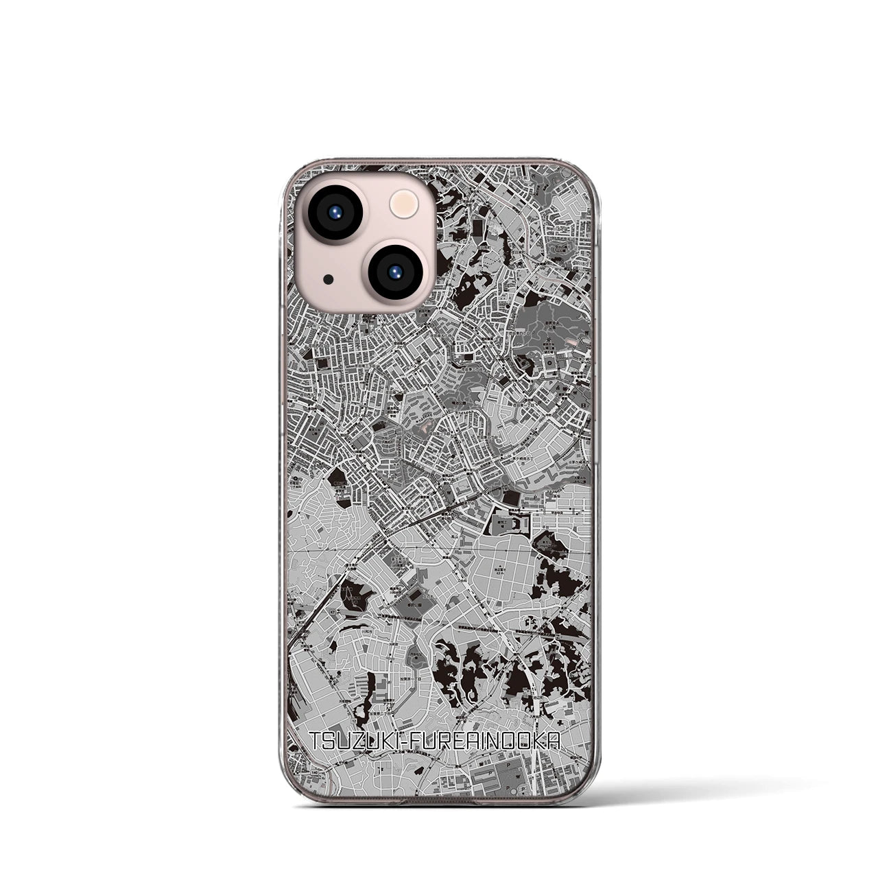 【都筑ふれあいの丘(神奈川県)】地図柄iPhoneケース(クリアタイプ)