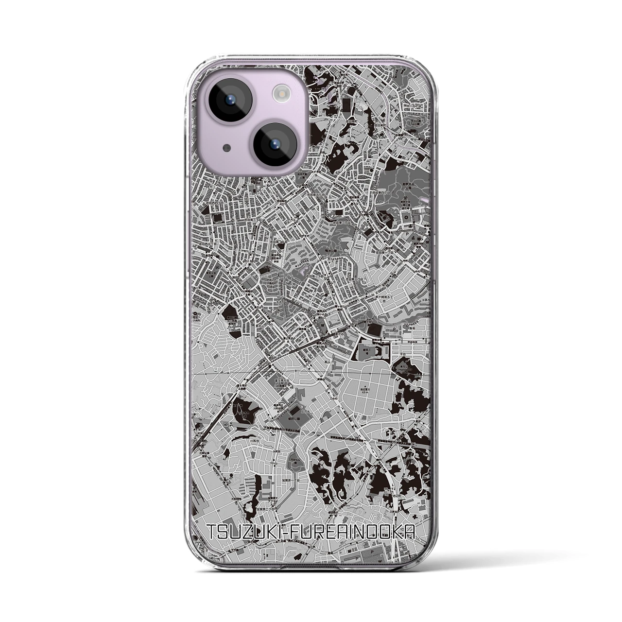 【都筑ふれあいの丘(神奈川県)】地図柄iPhoneケース(クリアタイプ)