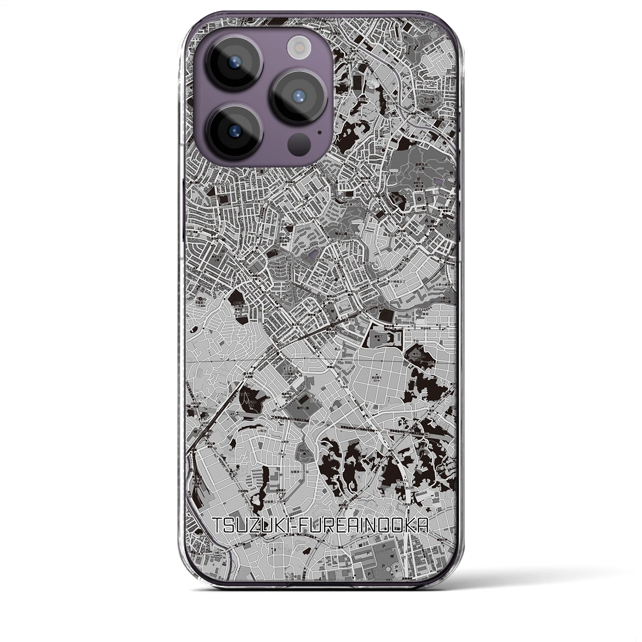 【都筑ふれあいの丘(神奈川県)】地図柄iPhoneケース(クリアタイプ)