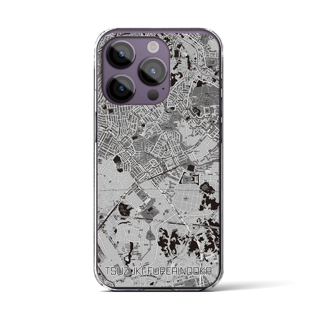 【都筑ふれあいの丘(神奈川県)】地図柄iPhoneケース(クリアタイプ)