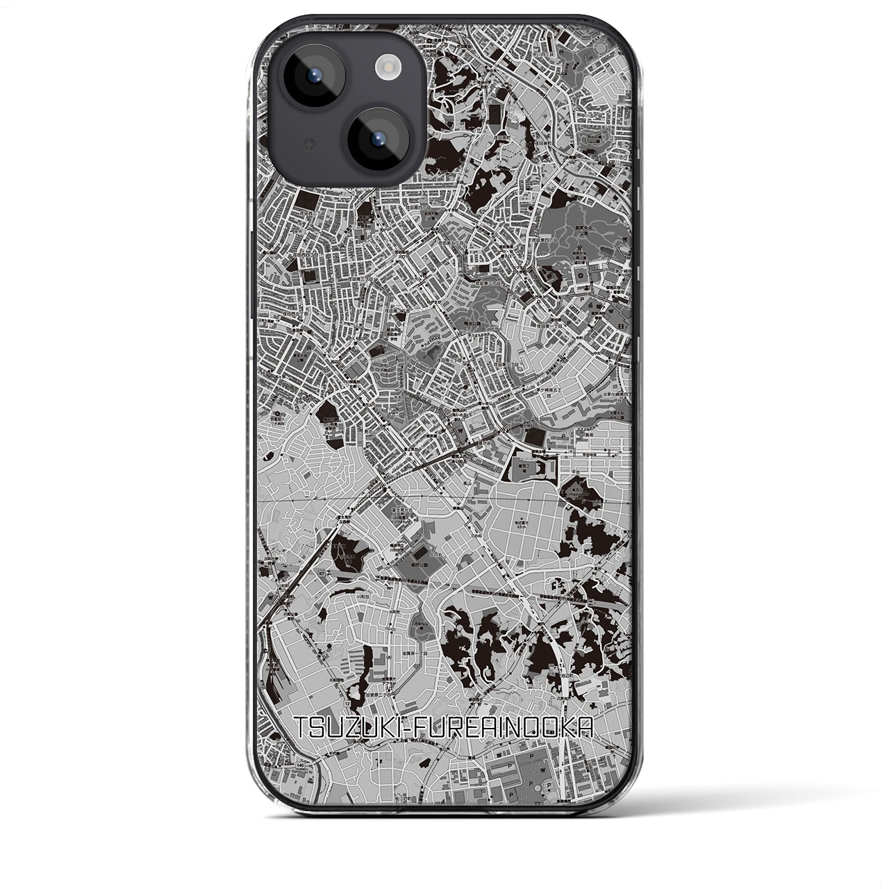 【都筑ふれあいの丘(神奈川県)】地図柄iPhoneケース(クリアタイプ)