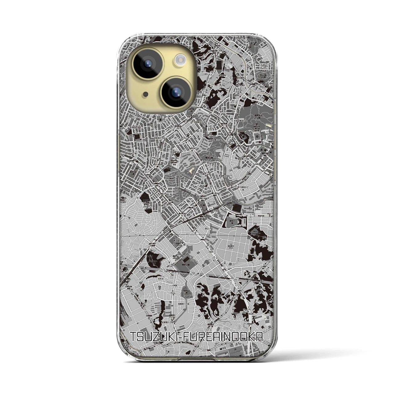 【都筑ふれあいの丘(神奈川県)】地図柄iPhoneケース(クリアタイプ)