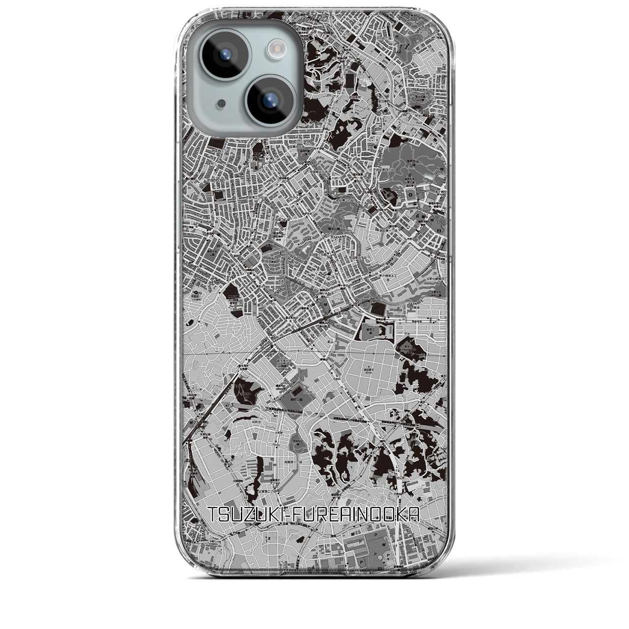 【都筑ふれあいの丘(神奈川県)】地図柄iPhoneケース(クリアタイプ)