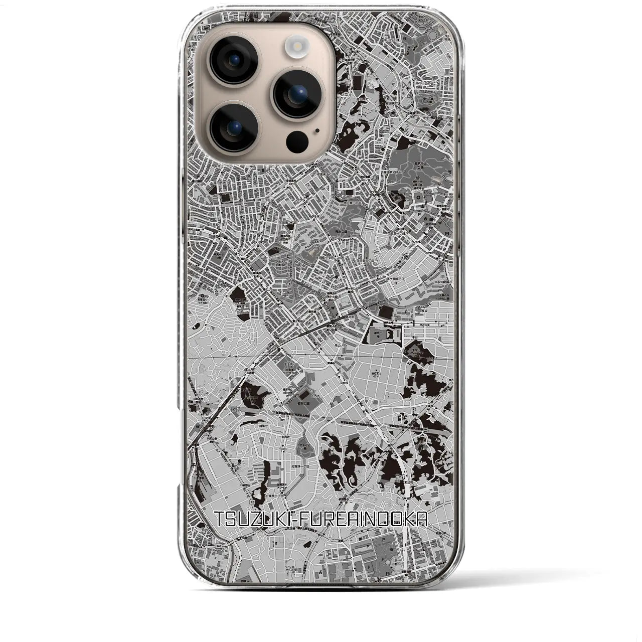 【都筑ふれあいの丘(神奈川県)】地図柄iPhoneケース(クリアタイプ)