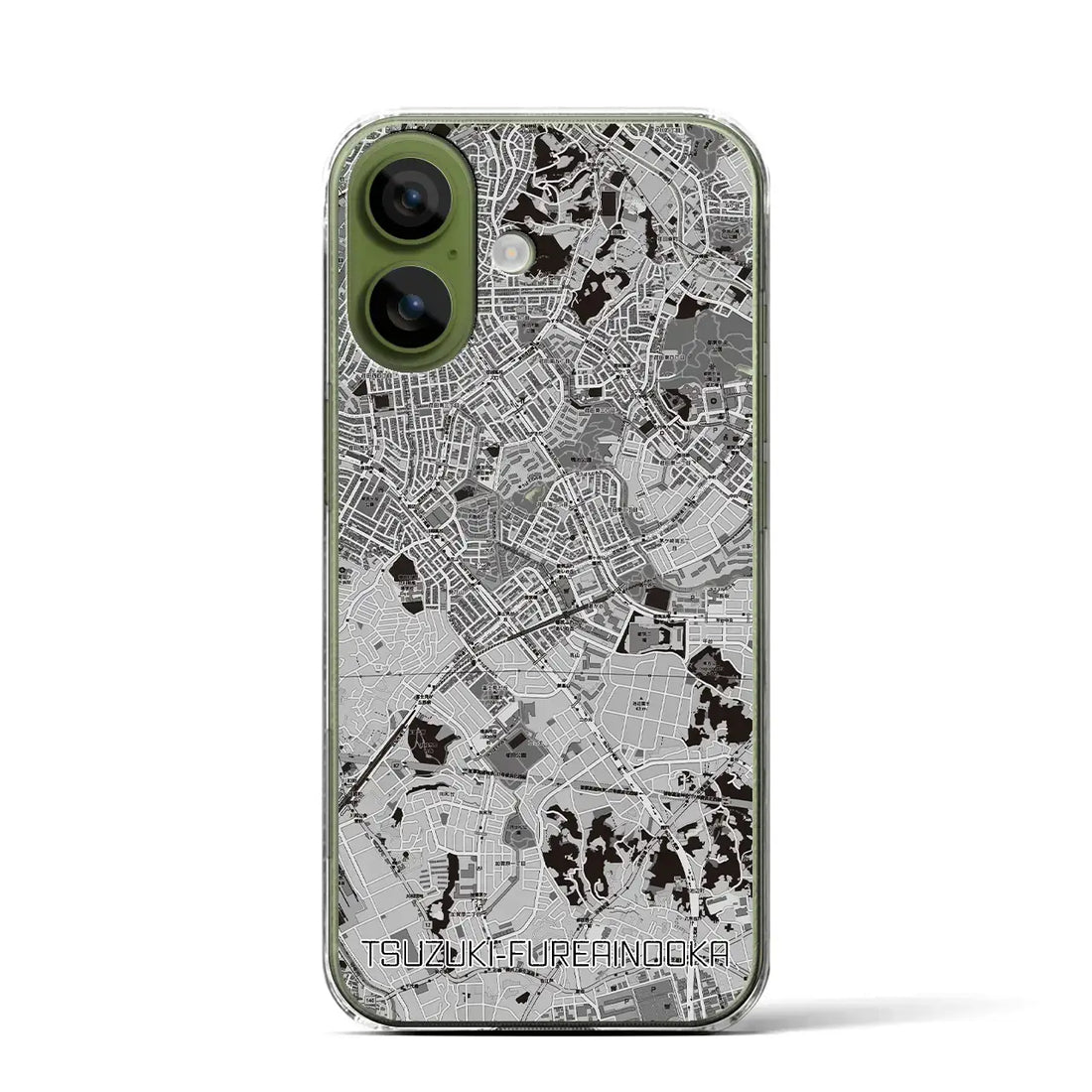 【都筑ふれあいの丘(神奈川県)】地図柄iPhoneケース(クリアタイプ)モノトーン・iPhone 17 Pro Max 用