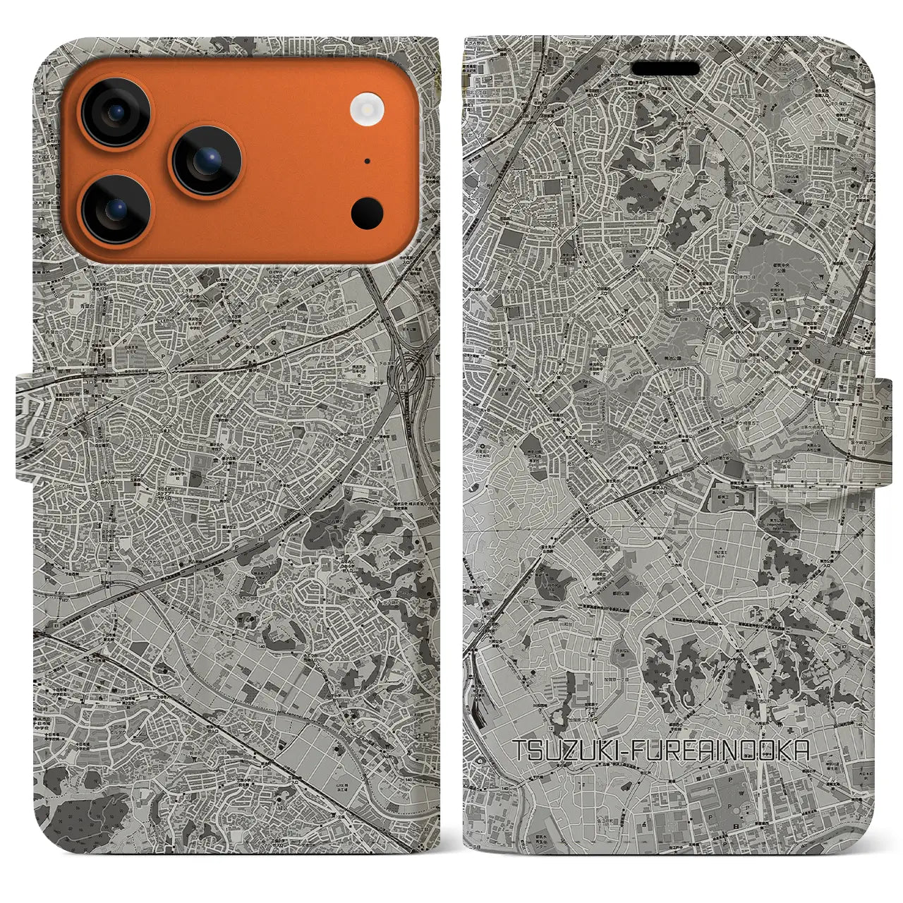 【都筑ふれあいの丘(神奈川県)】地図柄iPhoneケース(手帳タイプ)