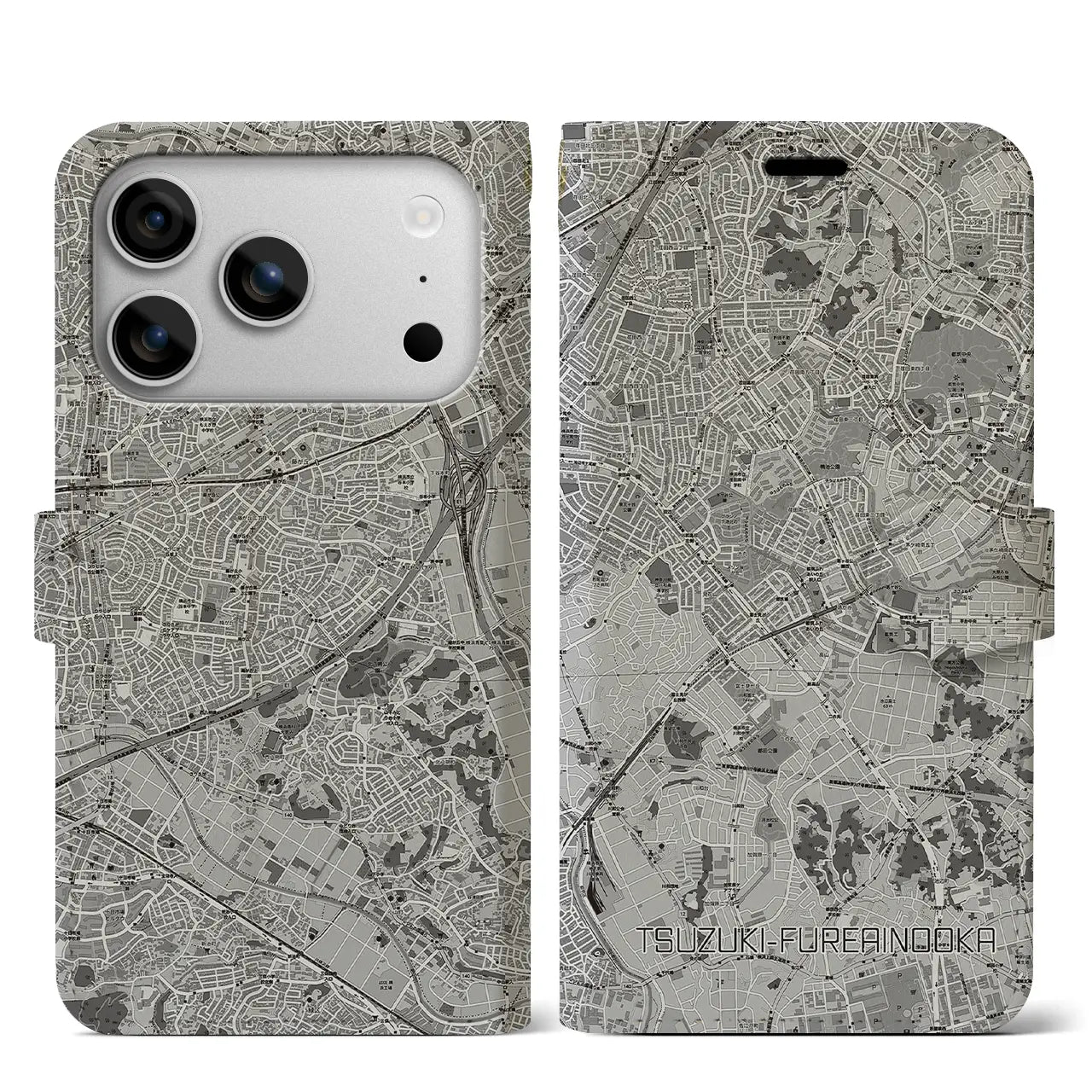 【都筑ふれあいの丘(神奈川県)】地図柄iPhoneケース(手帳タイプ)