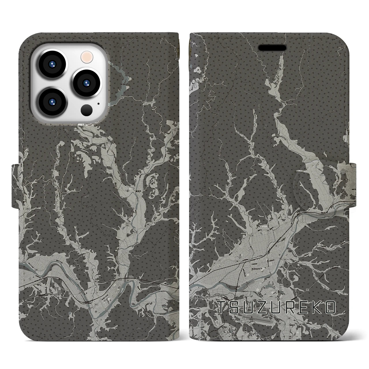 【綴子(秋田県)】地図柄iPhoneケース(手帳タイプ)