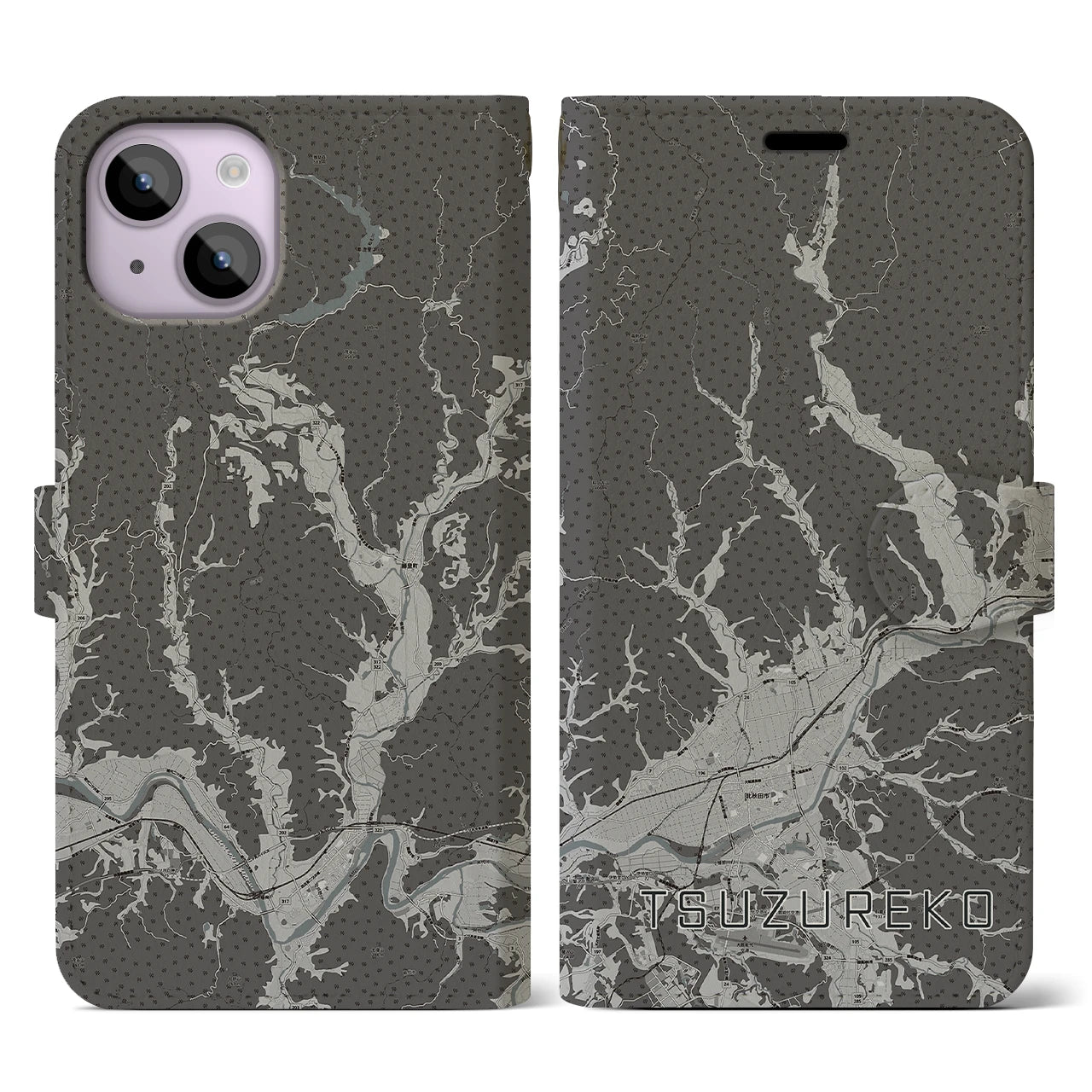 【綴子(秋田県)】地図柄iPhoneケース(手帳タイプ)