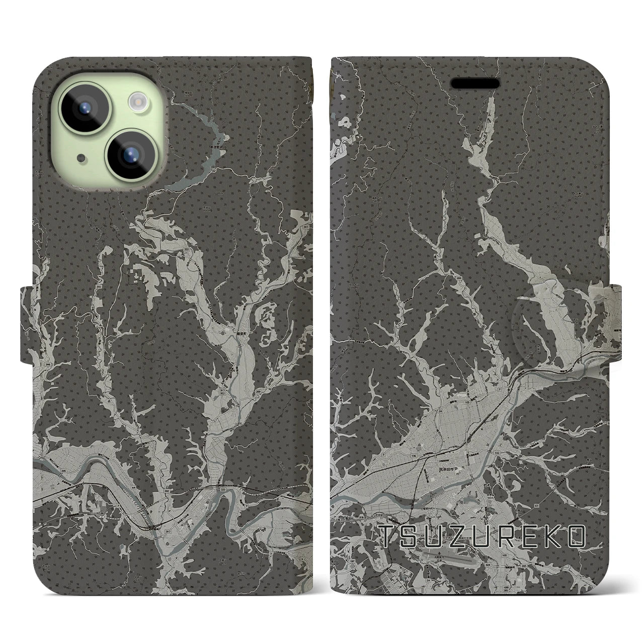 【綴子(秋田県)】地図柄iPhoneケース(手帳タイプ)