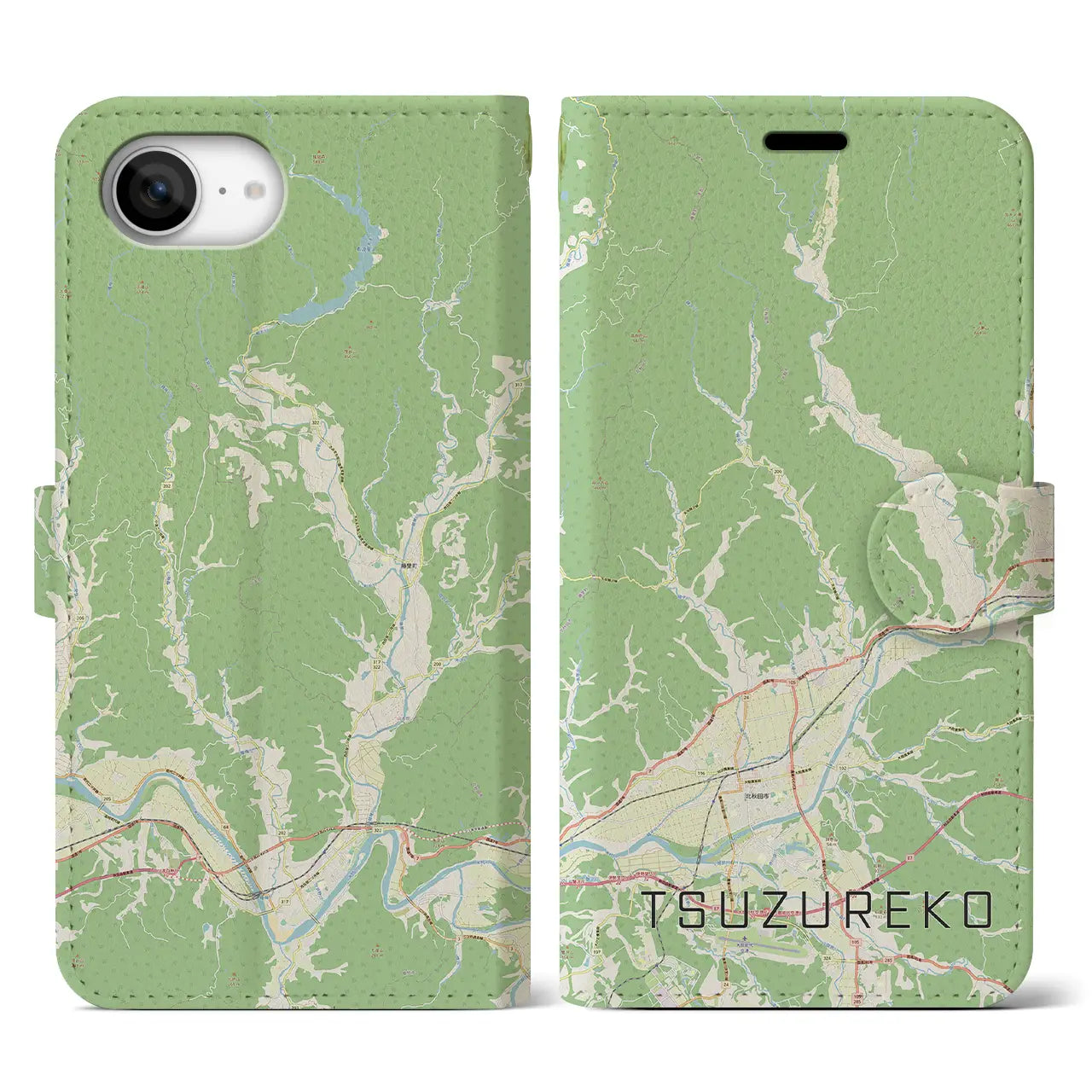 【綴子(秋田県)】地図柄iPhoneケース(手帳タイプ)