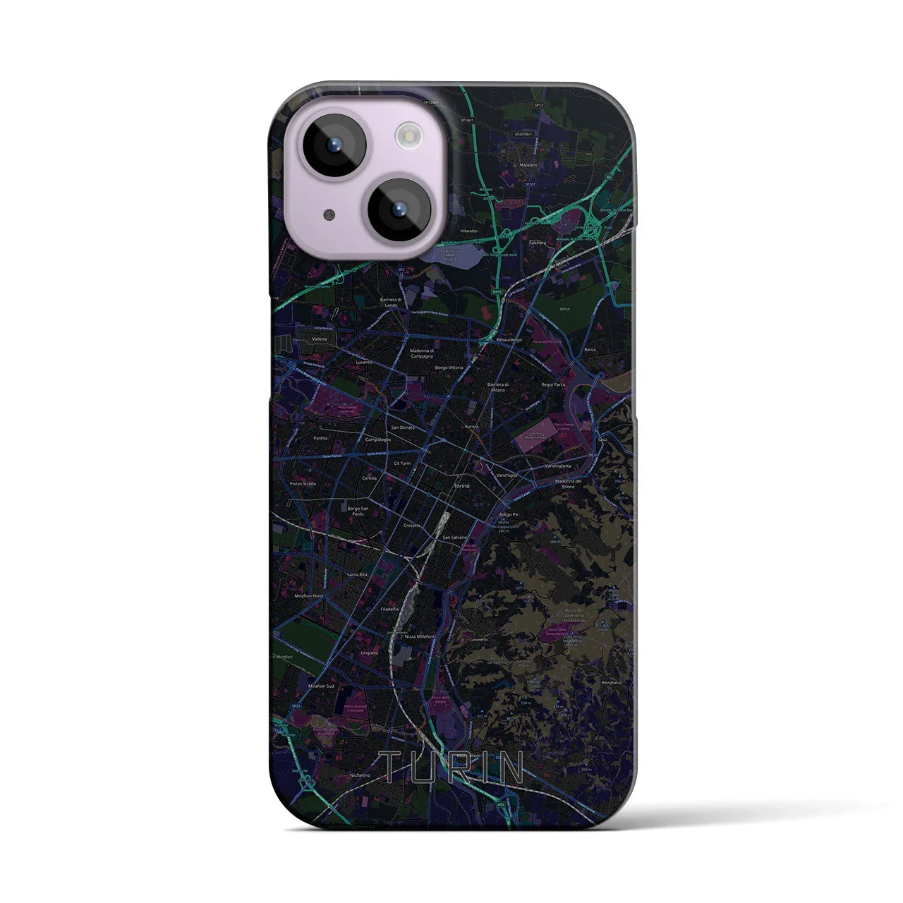 【トリノ(イタリア)】地図柄iPhoneケース(バックカバータイプ)