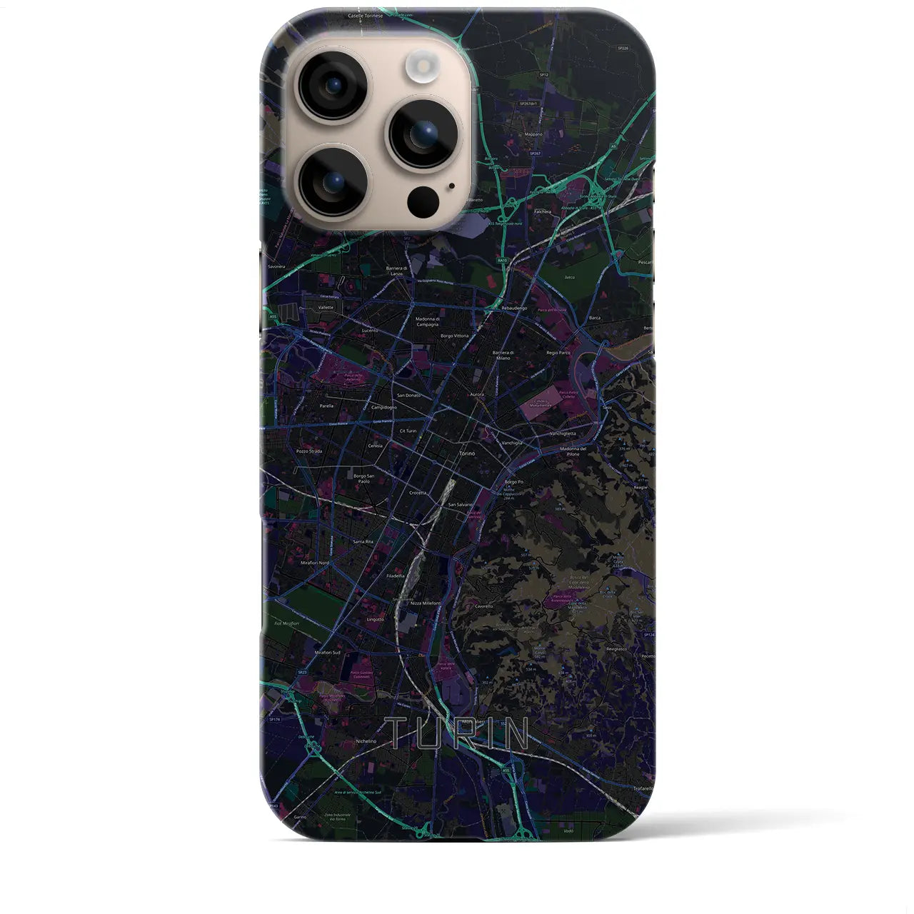 【トリノ(イタリア)】地図柄iPhoneケース(バックカバータイプ)