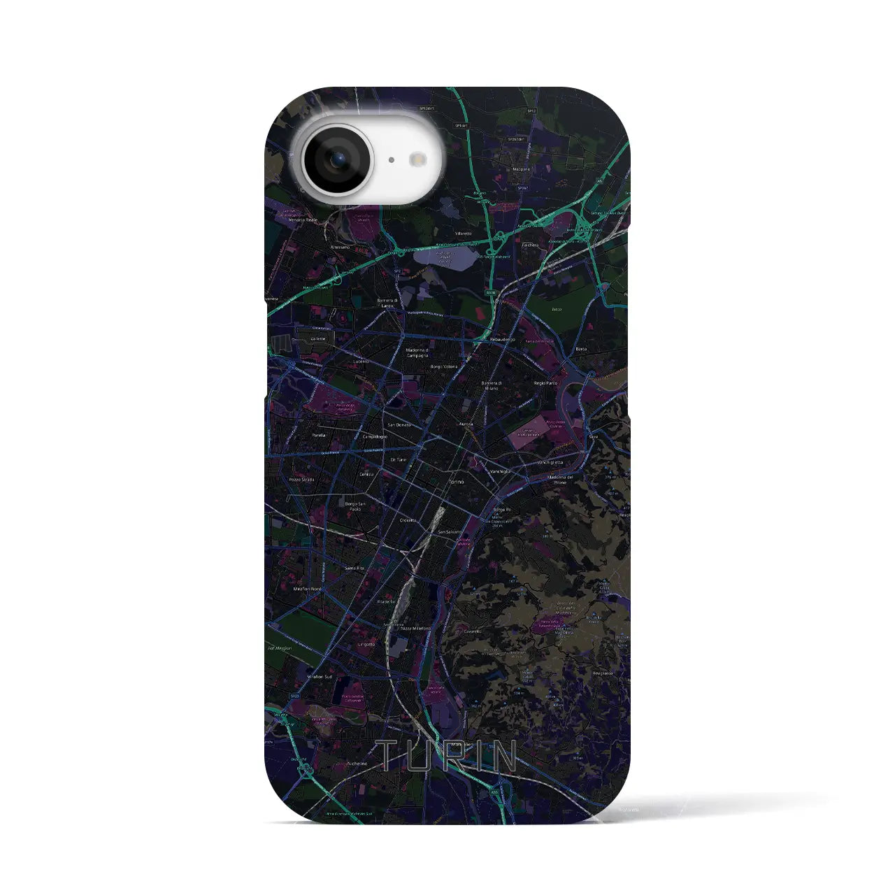 【トリノ(イタリア)】地図柄iPhoneケース(バックカバータイプ)
