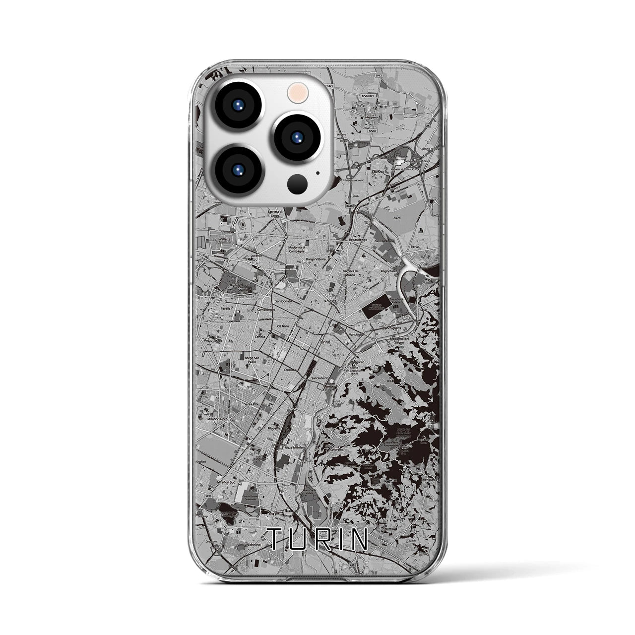 【トリノ(イタリア)】地図柄iPhoneケース(クリアタイプ)