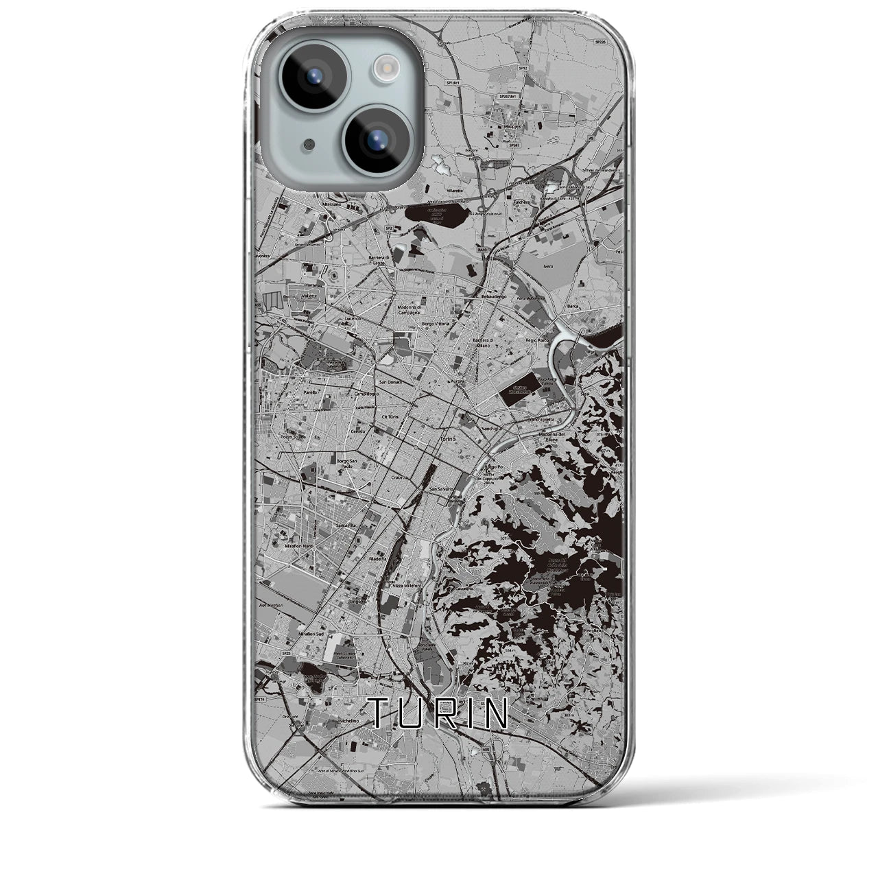 【トリノ(イタリア)】地図柄iPhoneケース(クリアタイプ)