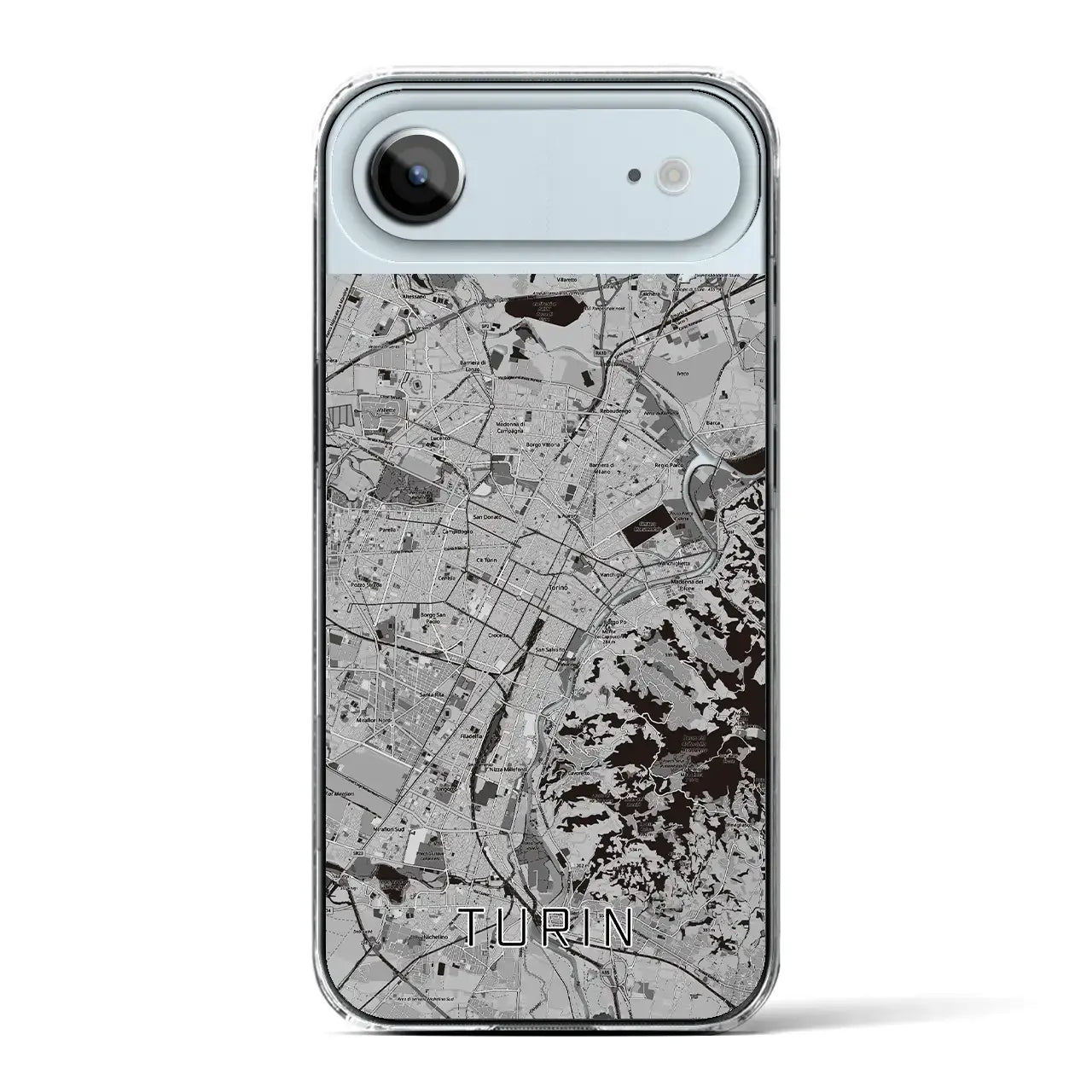 【トリノ(イタリア)】地図柄iPhoneケース(クリアタイプ)モノトーン・iPhone 17 Pro Max 用