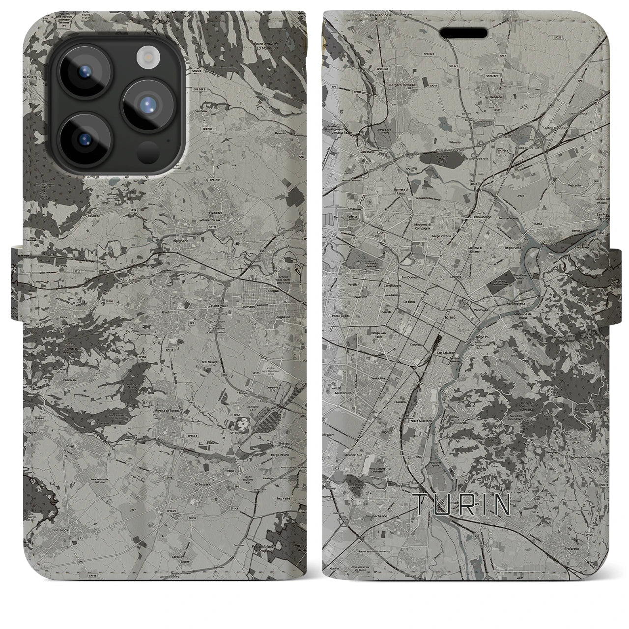 【トリノ(イタリア)】地図柄iPhoneケース(手帳タイプ)