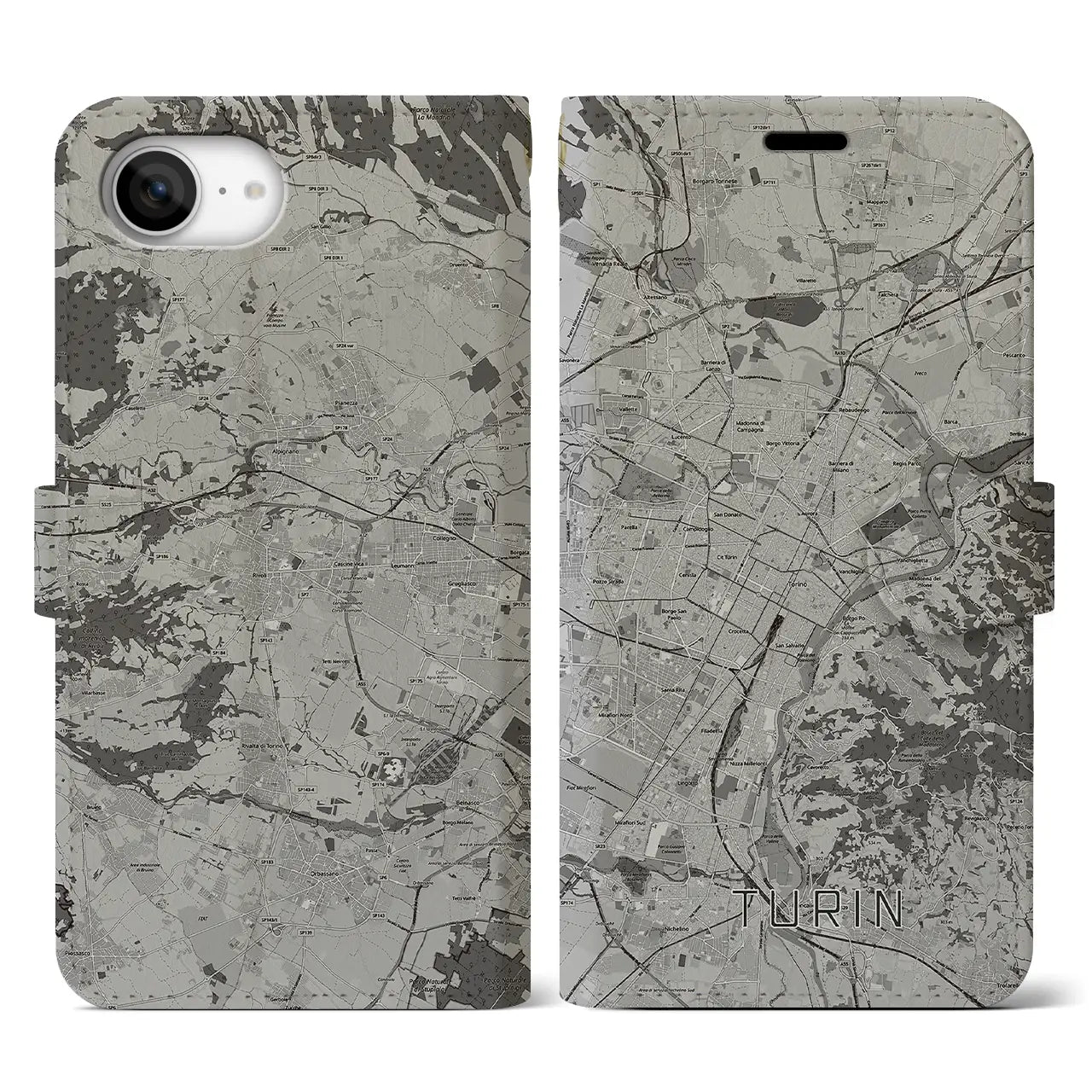 【トリノ(イタリア)】地図柄iPhoneケース(手帳タイプ)