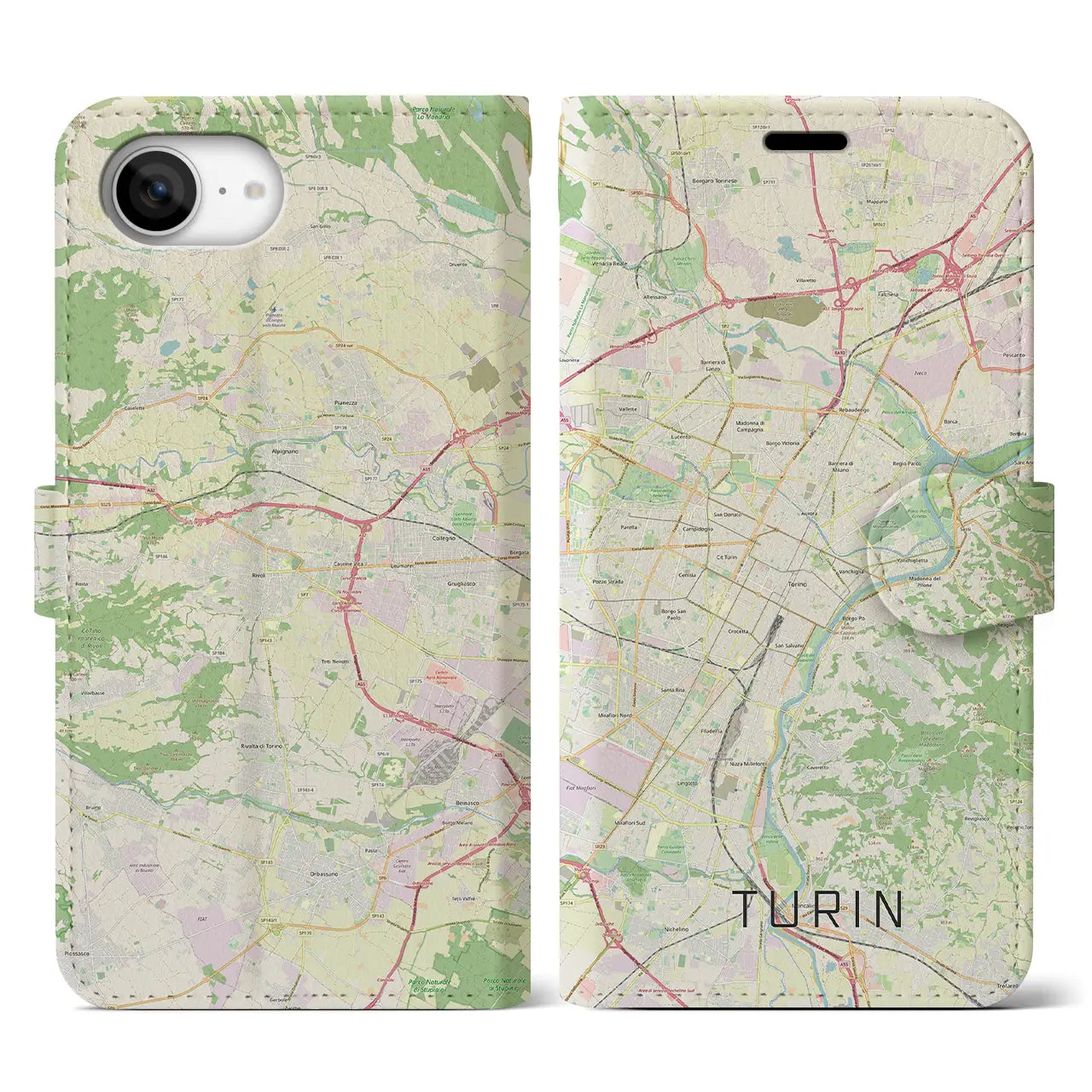 【トリノ(イタリア)】地図柄iPhoneケース(手帳タイプ)