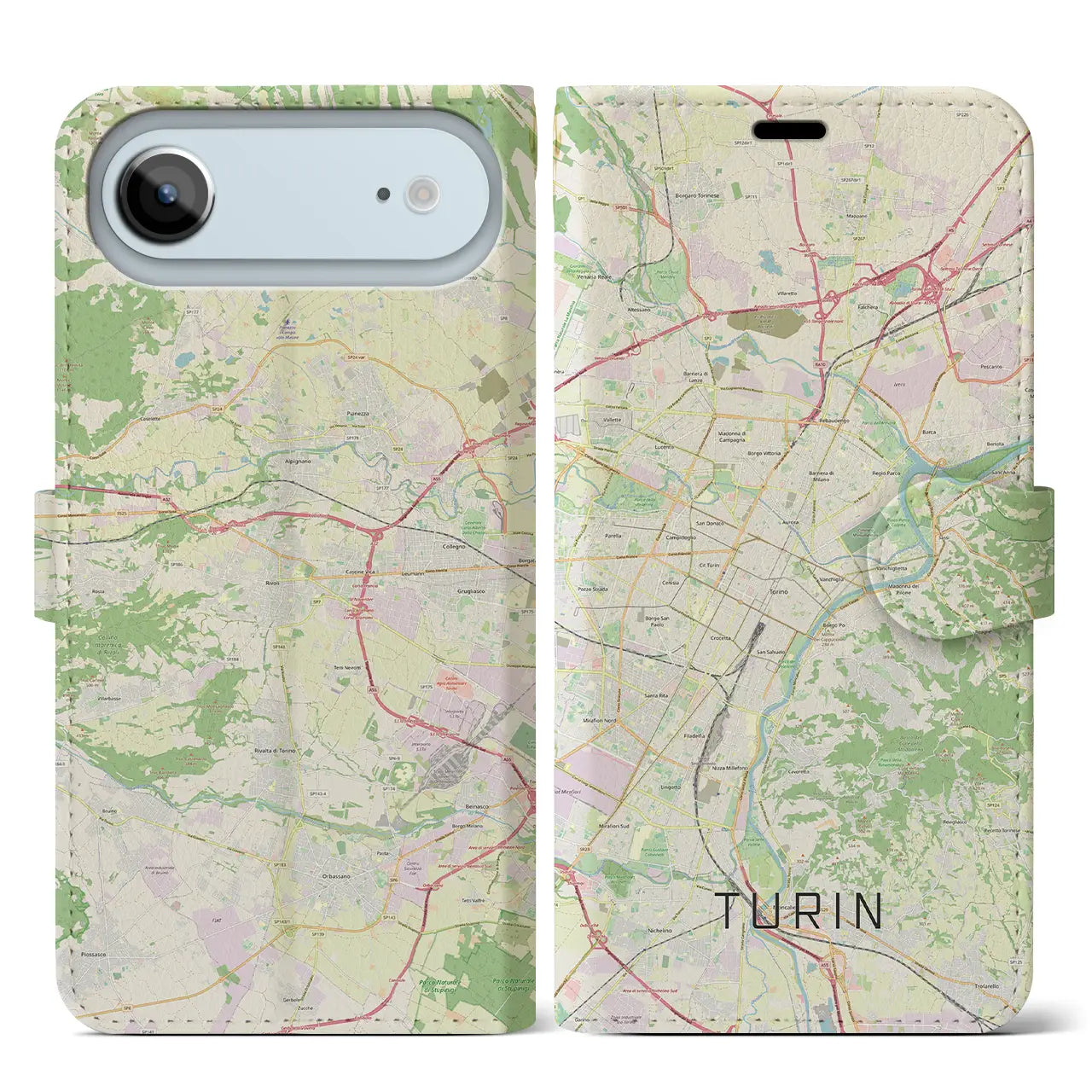 【トリノ(イタリア)】地図柄iPhoneケース(手帳タイプ)