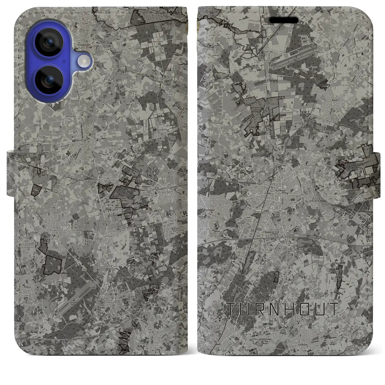 【トゥルンハウト(ベルギー)】地図柄iPhoneケース(手帳タイプ)