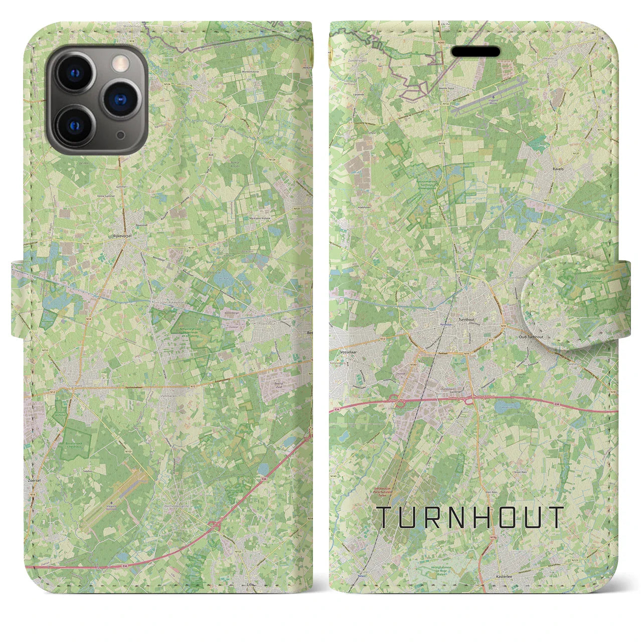 【トゥルンハウト(ベルギー)】地図柄iPhoneケース(手帳タイプ)ナチュラル・iPhone 11 Pro Max 用
