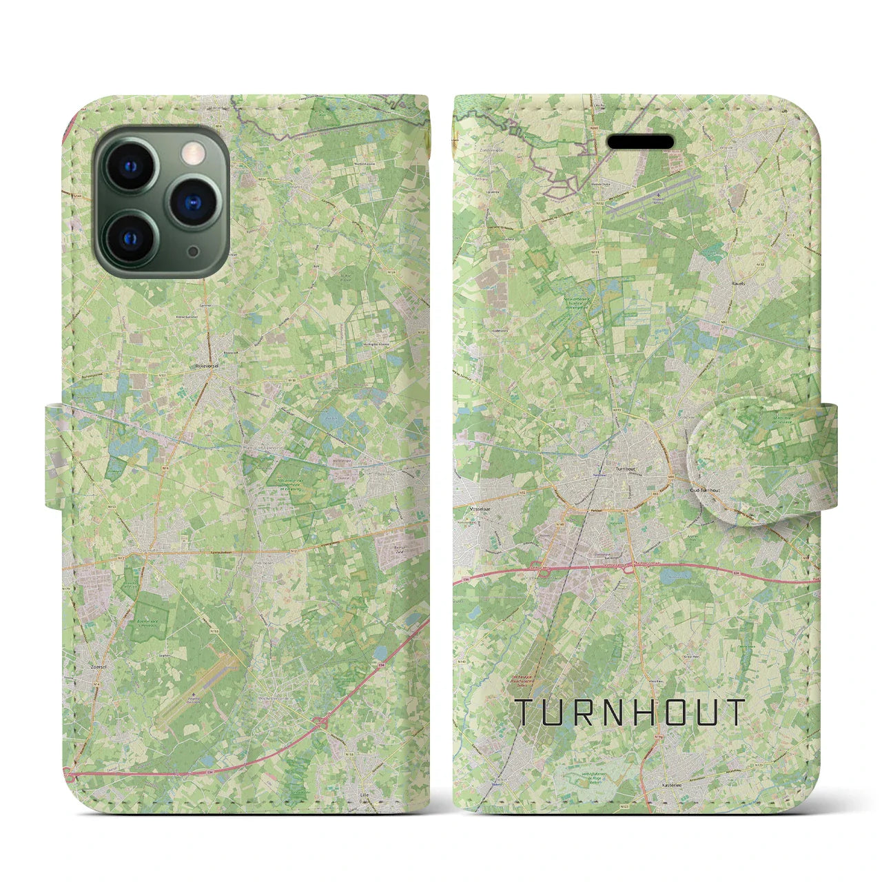 【トゥルンハウト(ベルギー)】地図柄iPhoneケース(手帳タイプ)ナチュラル・iPhone 11 Pro 用