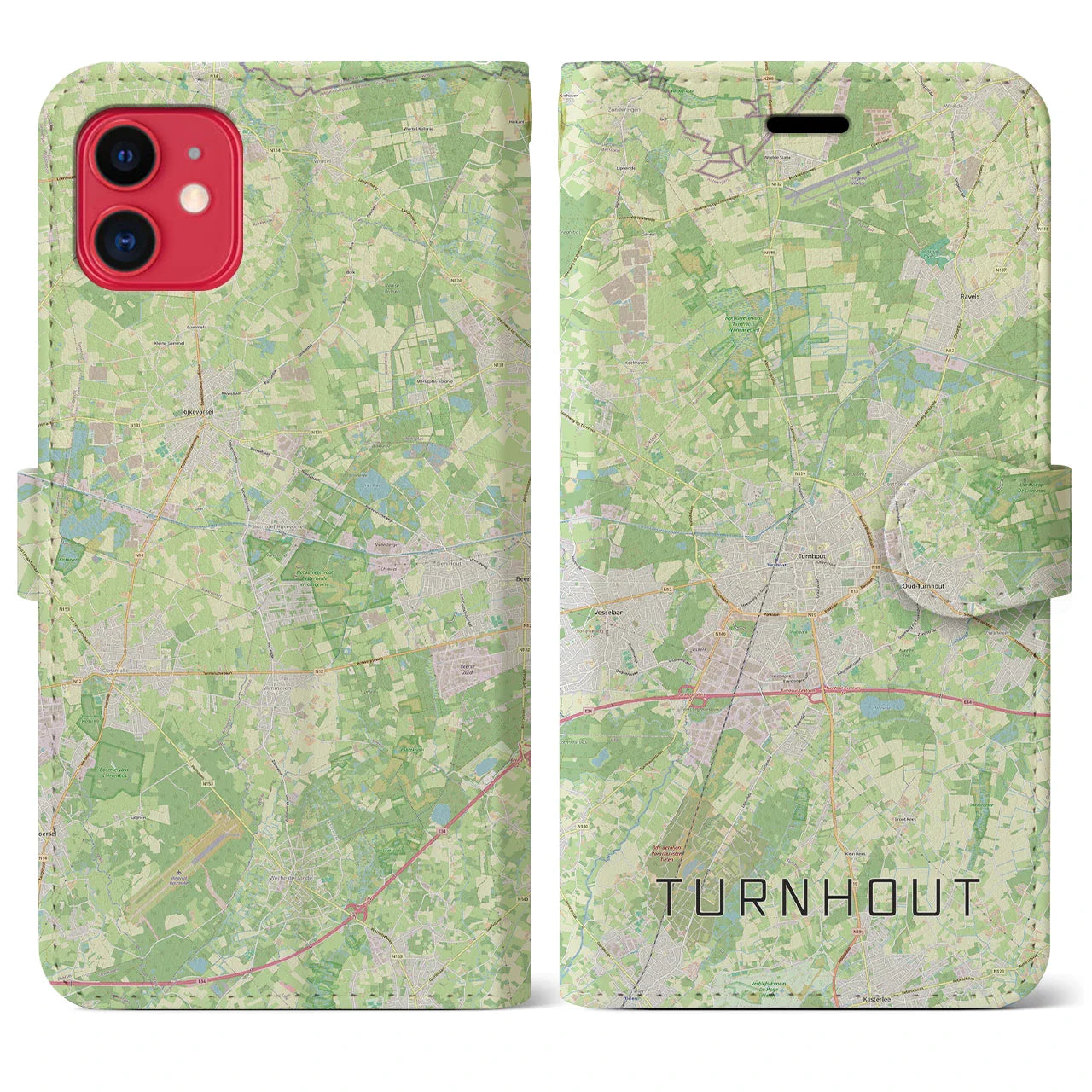 【トゥルンハウト(ベルギー)】地図柄iPhoneケース(手帳タイプ)ナチュラル・iPhone 11 用